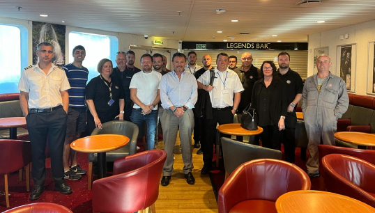 Nautilus staff met with seafarers on another IOMSPCo vessel, the Ben-My-Chree. Credit: Nautilus International Image:Nautilus staff met with seafarers on another IOMSPCo vessel, the Ben-My-Chree. Credit: Nautilus International