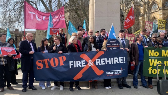 Nautilus International alongside RMT, The TUC and ITF at demonstration acknowledging two years since P&O Ferries. Image: Nautilus International Image:Nautilus International alongside RMT, The TUC and ITF at demonstration acknowledging two years since P&O Ferries. Image: Nautilus International