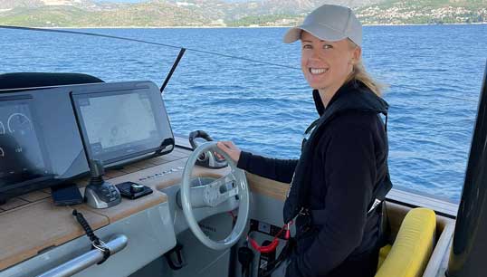 Image:Dynamic positioning officer Karley Smith is happy to recommend a career at sea.