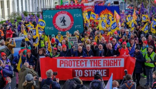 Image:The Cheltenham rally attracted thousands of workers who gave up their Saturday to march for the repeal of the anti-strike laws. Image: Jess Hurd