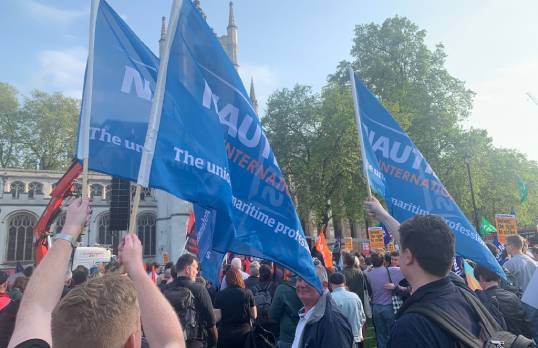 Members and staff from Nautilus International attending the TUC's 2023 Right to Strike Rally. Image: Nautilus International Image:Members and staff from Nautilus International attending the TUC's 2023 Right to Strike Rally. Image: Nautilus International