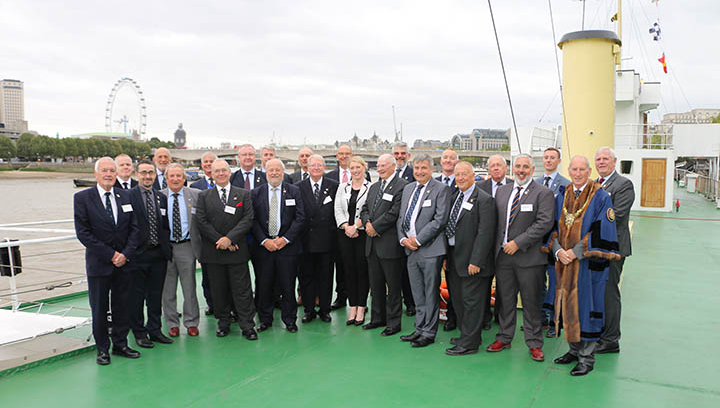 Image:Awardees and guests at the annual Chartered Master Mariner (CMMar) presentation ceremony onboard the HQS Wellington