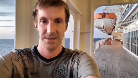 Image:Finding a spot to train onboard is no mean feat. Image: George Belcher