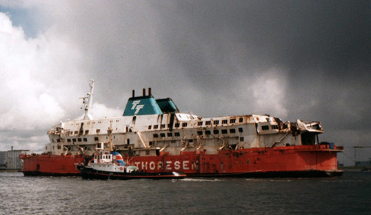 The Herald of Free Enterprise after salvage. Image: Wikimedia Commons Image:The Herald of Free Enterprise after salvage. Image: Wikimedia Commons