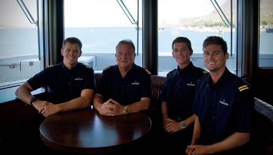Captain Richard Gascoyne Kirkby, and the rescue crew who also received a Medal, Ashley Oliver West, Ben Owen Bramwell, and Trystan Tanner. Image: UK Government Image:Captain Richard Gascoyne Kirkby, and the rescue crew who also received a Medal, Ashley Oliver West, Ben Owen Bramwell, and Trystan Tanner. Image: UK Government