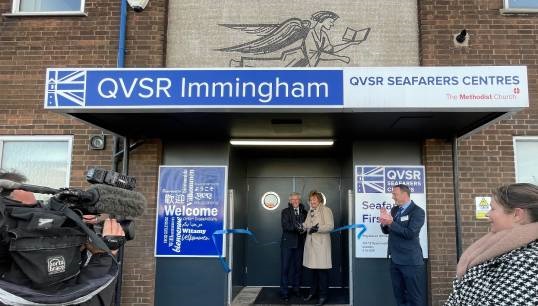 Immingham Town Mayor Cllr Karen Swinburn shares ribbon cutting duties with the chair of the MNWB Captain Andrew Cassels. Image: MNWB Image:Immingham Town Mayor Cllr Karen Swinburn shares ribbon cutting duties with the chair of the MNWB Captain Andrew Cassels. Image: MNWB