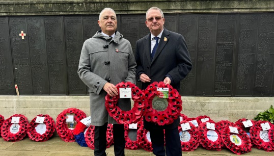 Nautilus general secretary Mark Dickinson (right) and RMT assistant national secretary Mark Carden, who laid wreaths at the Merchant Navy Memorial in London. Images: Nautilus International Image:Nautilus general secretary Mark Dickinson (right) and RMT assistant national secretary Mark Carden, who laid wreaths at the Merchant Navy Memorial in London. Images: Nautilus International