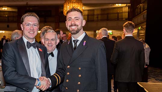 2021's winner of the MCA Officer of the Year Award Gabriel Verne with maritime minister Robert Courts MP. Image: UK Chamber of Shipping Image:2021's winner of the MCA Officer of the Year Award Gabriel Verne with maritime minister Robert Courts MP. Image: UK Chamber of Shipping