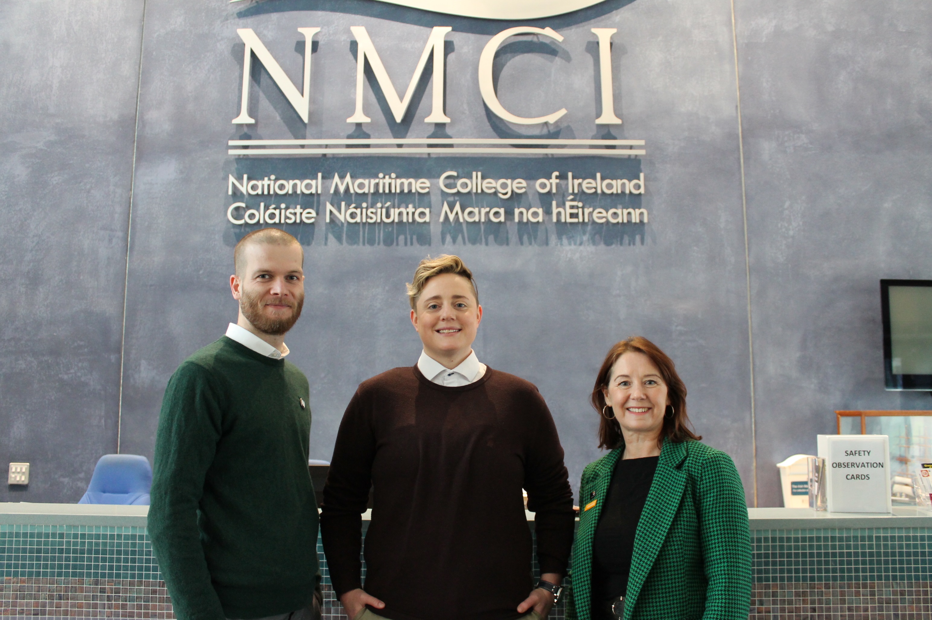 Speakers at the NMCI wellbeing day for cadets (L-R): James Chalk a trustee at Safer Waves; Ciara Mulcahy Linehan, sexual violence prevention officer for MTU; Celine Griffin, manager of the UCC Bystanders Intervention Programme. Images: NMCI Image:Speakers at the NMCI wellbeing day for cadets (L-R): James Chalk a trustee at Safer Waves; Ciara Mulcahy Linehan, sexual violence prevention officer for MTU; Celine Griffin, manager of the UCC Bystanders Intervention Programme. Images: NMCI