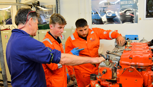 UKSA and Williams Shipping workboat crew member apprenticeship students participating in their MCA Approved Engine course 2 (AEC2). Image: UKSA Image:UKSA and Williams Shipping workboat crew member apprenticeship students participating in their MCA Approved Engine course 2 (AEC2). Image: UKSA
