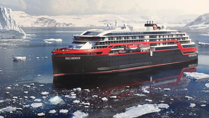 Hurtigruten's Roald Amundsen: powered by gas. Image: Hurtigruten Image:Hurtigruten's Roald Amundsen: powered by gas. Image: Hurtigruten