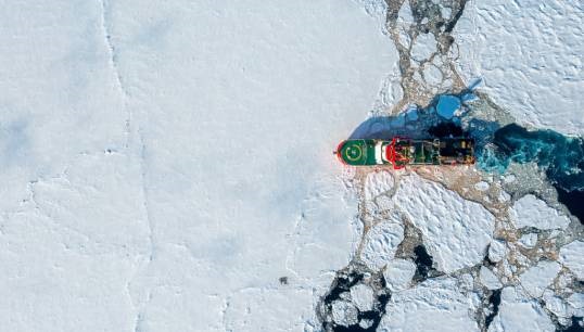 UK polar research ship RRS Sir David Attenborough cutting through ice. Image: Jamie Anderson Image:UK polar research ship RRS Sir David Attenborough cutting through ice. Image: Jamie Anderson