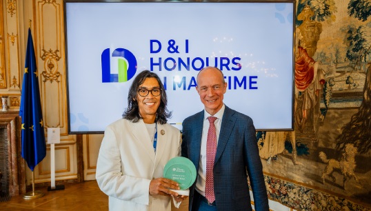 Gustavo Abdiel Aguilar-Miranda (left) receives his Honour for Diversity and Inclusion in Maritime during the EU Wellbeing of Seafarers conference. Image: DG Shipping/Belgian Ministry of Transport Image:Gustavo Abdiel Aguilar-Miranda (left) receives his Honour for Diversity and Inclusion in Maritime during the EU Wellbeing of Seafarers conference. Image: DG Shipping/Belgian Ministry of Transport