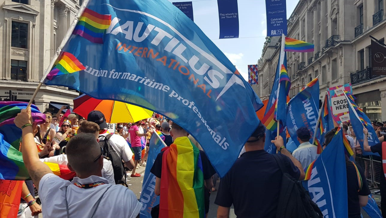 The need for LGBT+ rights for maritime professionals are supported in the Nautilus motion to be presented to TUC conference in July. Image:The need for LGBT+ rights for maritime professionals are supported in the Nautilus motion to be presented to TUC conference in July.