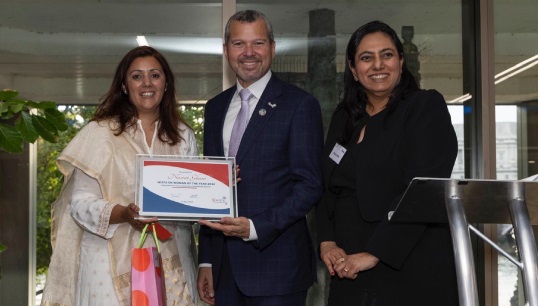 WISTA Woman of the Year Nusrat Ghani MP (left) receives her award from IMO secretary-general Arsenio Dominguez and WISTA UK president Monica Kohli. Image: WISTA UK Image:WISTA Woman of the Year Nusrat Ghani MP (left) receives her award from IMO secretary-general Arsenio Dominguez and WISTA UK president Monica Kohli. Image: WISTA UK