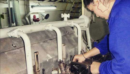 Alexandra Kaliambaka, a third mechanic, of Greece, at work. Image: IMO Flickr/Women in maritime album Image:Alexandra Kaliambaka, a third mechanic, of Greece, at work. Image: IMO Flickr/Women in maritime album