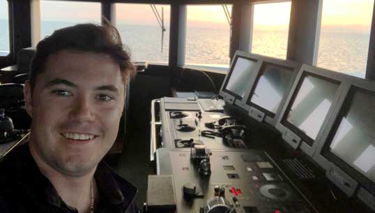 Image:Achieving his first Certificate of Competency (COC) Officer of the Watch (OOW) was a memorable and satisfying moment for James.