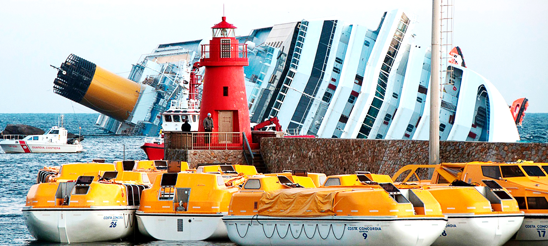 Only three of Costa Concordia's 69 liferafts were successfully launched after the vessel capsized. Image:Only three of Costa Concordia's 69 liferafts were successfully launched after the vessel capsized.