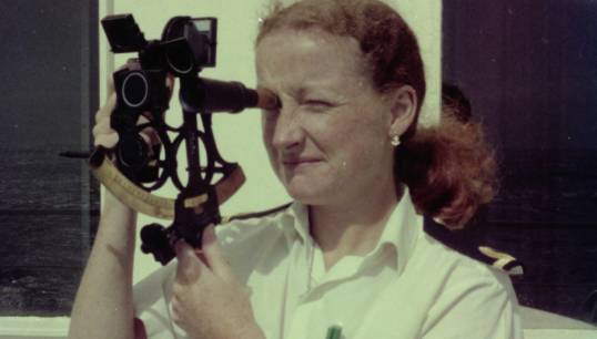 Image:Pioneering seafarer Nina Baker in 1977 as a third mate on the tanker British Progress.   
All images: Courtesy of Nina Baker 