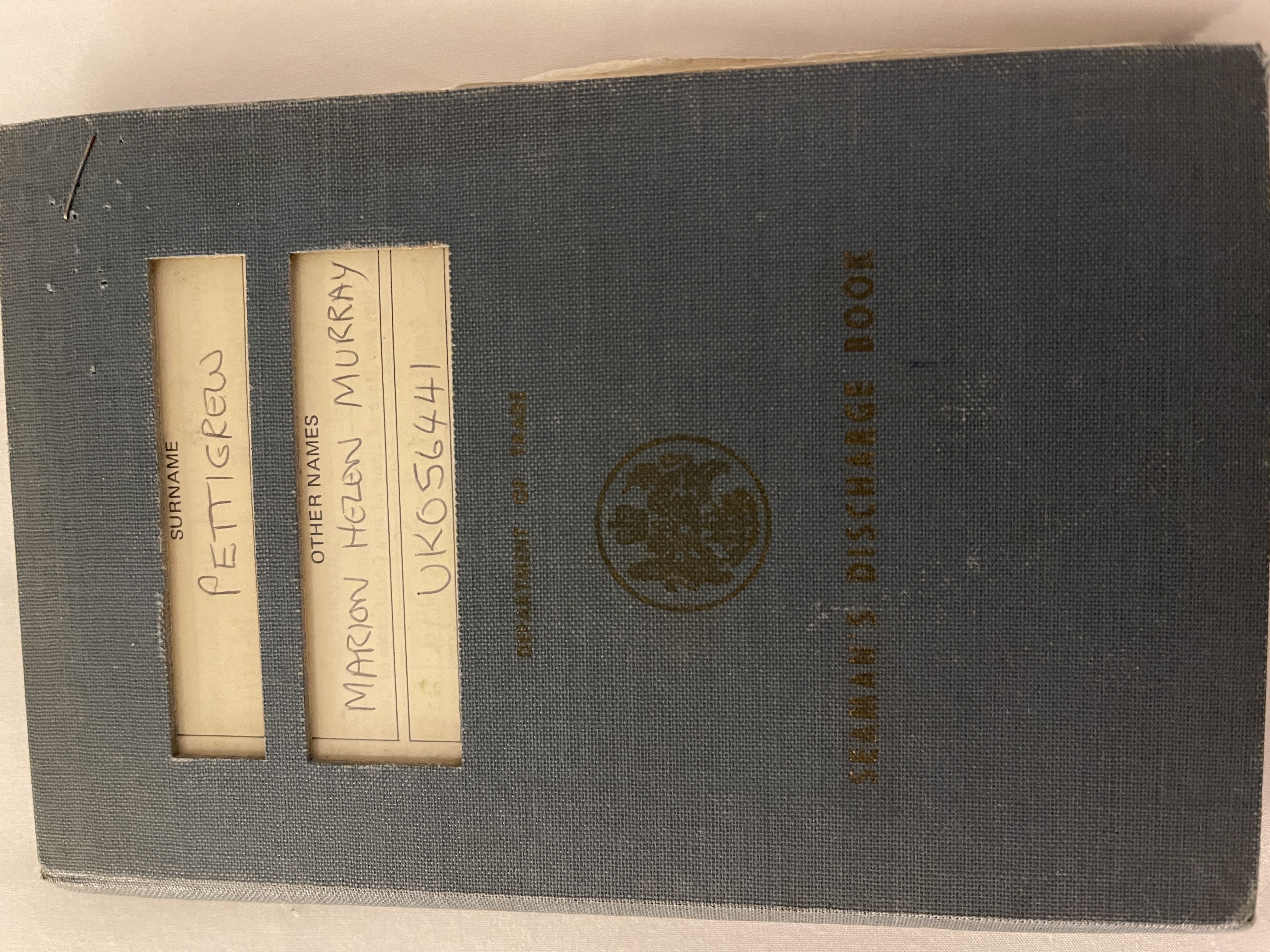 Marion Pettigrew discharge book Marion Pettigrew discharge book