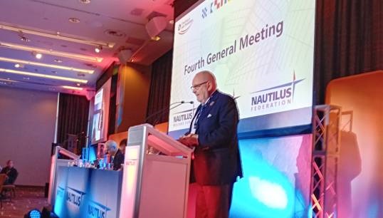 Nautilus member Stephen Gudgeon proposing the motion ESG and HRDD to the 2023 Nautilus International General Meeting. Image: Nautilus International Image:Nautilus member Stephen Gudgeon proposing the motion ESG and HRDD to the 2023 Nautilus International General Meeting. Image: Nautilus International