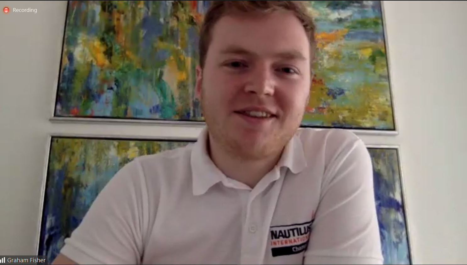 Nautilus council member and champion Graham Fisher addresses the webinar. Image:Nautilus council member and champion Graham Fisher addresses the webinar.
