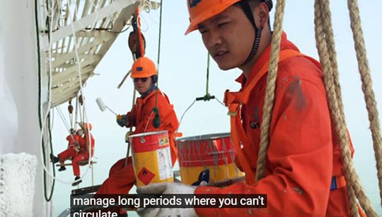 Image:Clip from the video: helping crew deal with coronavirus quarantine 