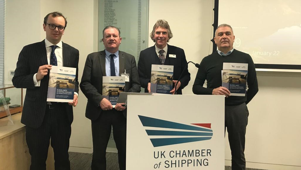 Nautilus national ferry organiser Micky Smyth (second from left) with other social partners at the ro-ro vessel deck safety guidance workshop from the UK Chamber of Shipping – Robert Carington (left) and Tim Springett – and RMT official Mark Carden (far left). Image: UK Chamber of Shipping Image:Nautilus national ferry organiser Micky Smyth (second from left) with other social partners at the ro-ro vessel deck safety guidance workshop from the UK Chamber of Shipping – Robert Carington (left) and Tim Springett – and RMT official Mark Carden (far left). Image: UK Chamber of Shipping