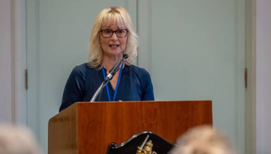 SHS CEO Sandra Welch launches the toolkit during the Society's Sustainability at Sea Conference held at Trinity House in London in February 2024. Image: Seafarers Hospital Society
Image:SHS CEO Sandra Welch launches the toolkit during the Society's Sustainability at Sea Conference held at Trinity House in London in February 2024. Image: Seafarers Hospital Society