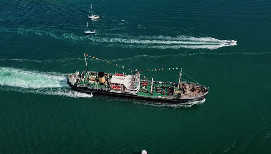 Image:Southampton's heritage steamship, SS Shieldhall. Image: Droning On