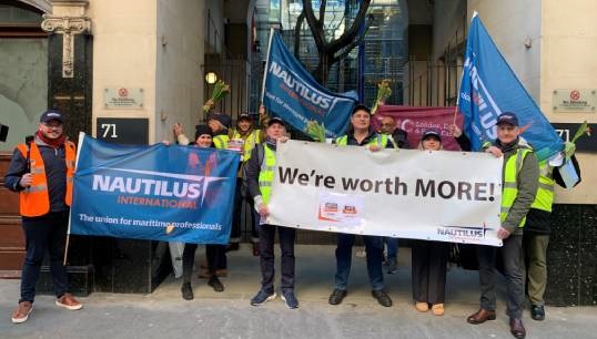 Image:The Nautilus action outside Lloyd's Register's London Office. Image: Nautilus International