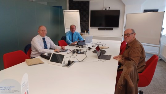 Nautilus head of industrial Micky Smyth with liaison officers at Stena Line Norman MacKay and David James during training. Image: Nautilus International Image:Nautilus head of industrial Micky Smyth with liaison officers at Stena Line Norman MacKay and David James during training. Image: Nautilus International