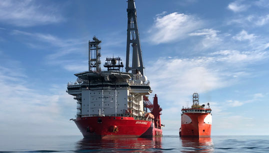 Subsea 7 vessels Seven Borealis and Norman Springer. Image: Subsea 7 Twitter by Captain Martti Mikkila. Image: Subsea 7 vessels Seven Borealis and Norman Springer. Image: Subsea 7 Twitter by Captain Martti Mikkila.