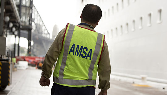 Image:An AMSA inspector: Australia said no seafarer can work at sea beyond 13 months without a rest