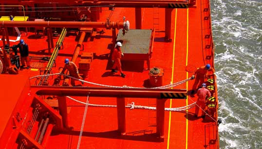 Image:Crew preparing to moor. Image: Getty Images