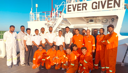 The crew of the Ever Given. Image: NUSI Image:The crew of the Ever Given. Image: NUSI