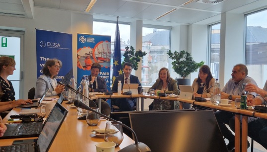 ETF and ECSA representatives were joined by speakers from the European Commission and the European Maritime Safety Agency at the July 2024 launch event of Seafarers Go Digital. Image: ETF Image:ETF and ECSA representatives were joined by speakers from the European Commission and the European Maritime Safety Agency at the July 2024 launch event of Seafarers Go Digital. Image: ETF