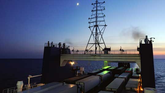 Image:Trucks being transported across the Black Sea from Odessa in the Ukraine to Georgia. Image: Jean-Philippe Tournut/Wikimedia Commons