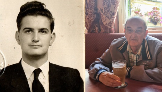 Tony Fell in 1958 and 2022. Image:Tony Fell in 1958 and 2022.