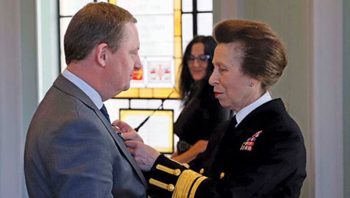 Image:Nautilus general secretary Mark Dickinson received his award from HRH The Princess Royal in 2018