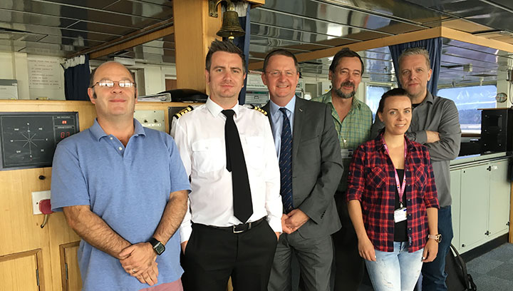 Mark Dickinson (third left) during his ship visit to P&O's Pride of York ferry in Hull this summer Image:Mark Dickinson (third left) during his ship visit to P&O's Pride of York ferry in Hull this summer