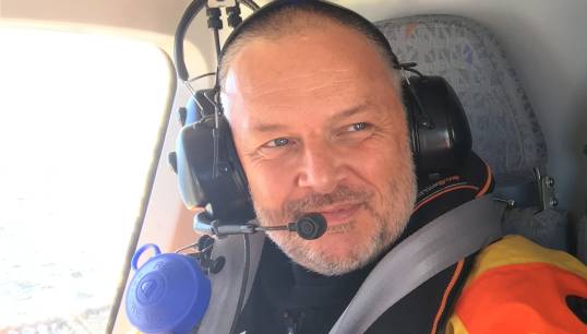 Image:Phil Day, director of operations Northern Lighthouse Board, taking a helicopter to visit a lighthouse. Images: With permission
