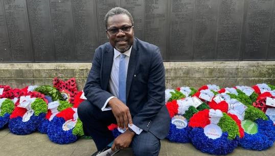 Nautilus deputy general secretary Olu Tunde at the Merchant Navy Memorial, Tower Hill, London, where he placed a wreath on behalf of the Union. Image: Nautilus International Image:Nautilus deputy general secretary Olu Tunde at the Merchant Navy Memorial, Tower Hill, London, where he placed a wreath on behalf of the Union. Image: Nautilus International