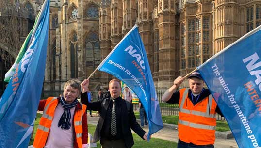Nautilus officials taking part in a previous P&O Ferries protest in London. Image; Nautilus International Image:Nautilus officials taking part in a previous P&O Ferries protest in London. Image; Nautilus International