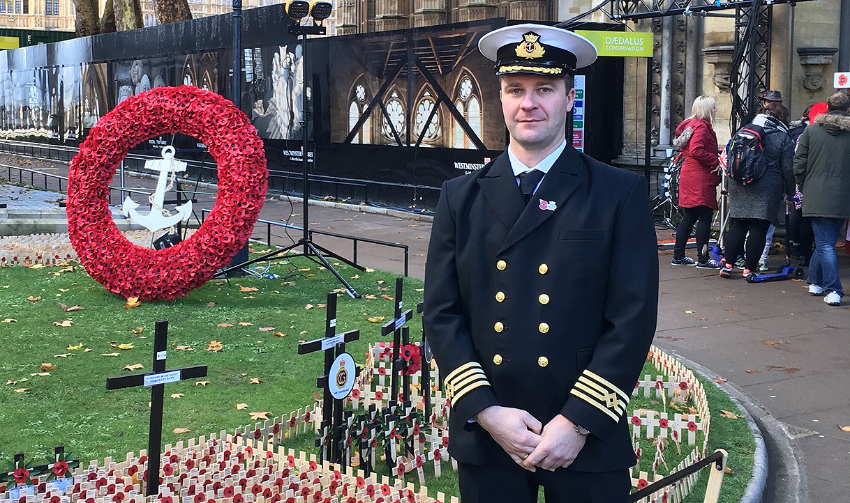 Nautilus member Captain Christopher Williams outside Westminster Abbey. Image:Nautilus member Captain Christopher Williams outside Westminster Abbey.