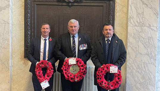 Image:From left to right: Phil Hall , port director - Mersey Division, Peel Ports; Gary Doyle, group harbour master Peel Ports Group; and Steve Doran, Nautilus International national organiser.