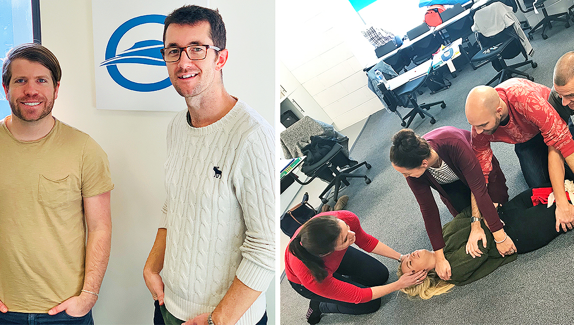 Image:Yotspot's Steve Crawford and Daryl Bradley (left to right), directors of parent company CB Media Group Ltd, and Red Square Medical staff at work.