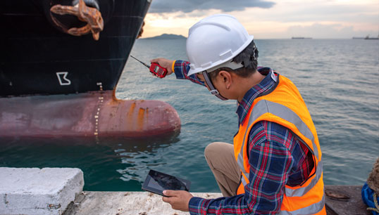 A survey and inspection of the safety berthing of a vessel . Image: Iam Anupong/Getty Images Image:A survey and inspection of the safety berthing of a vessel . Image: Iam Anupong/Getty Images