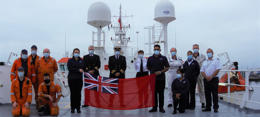 Crew show their support for Merchant Navy Day aboard the Northlink Serco Ferries vessel MV Hrossey. Image: Paul Gellately, HR Manager, at Northlink Serco Ferries. Image:Crew show their support for Merchant Navy Day aboard the Northlink Serco Ferries vessel MV Hrossey. Image: Paul Gellately, HR Manager, at Northlink Serco Ferries.