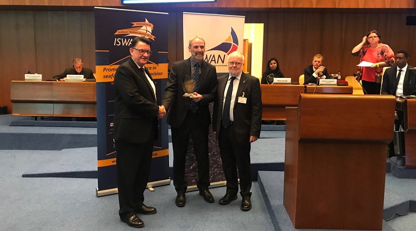 Nautilus welfare services manager, Mick Howarth (middle), who received the ISWAN Dierk Lindemann Welfare Award in Geneva on behalf of the Council of Nautilus. Image:Nautilus welfare services manager, Mick Howarth (middle), who received the ISWAN Dierk Lindemann Welfare Award in Geneva on behalf of the Council of Nautilus.